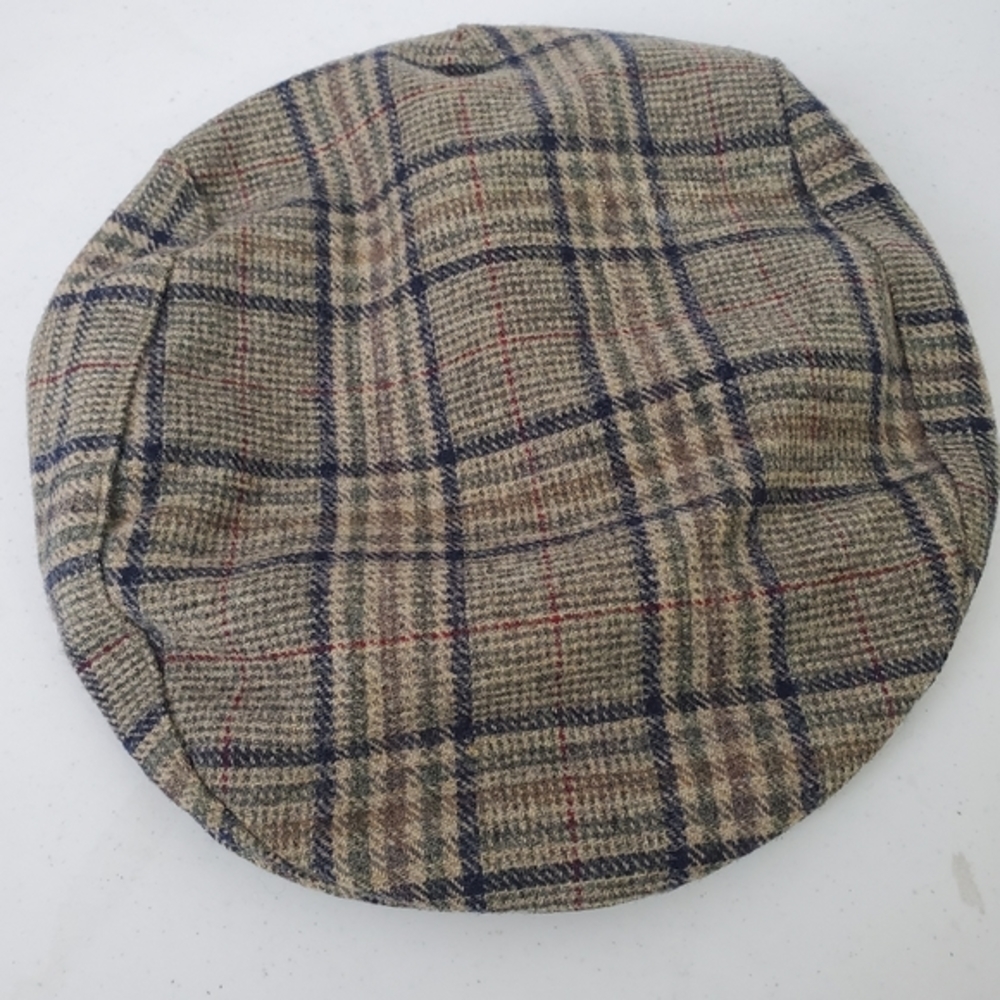 Pendleton Tan & Blue Plaid Wool Flat Cap - M - Picture 3 of 6